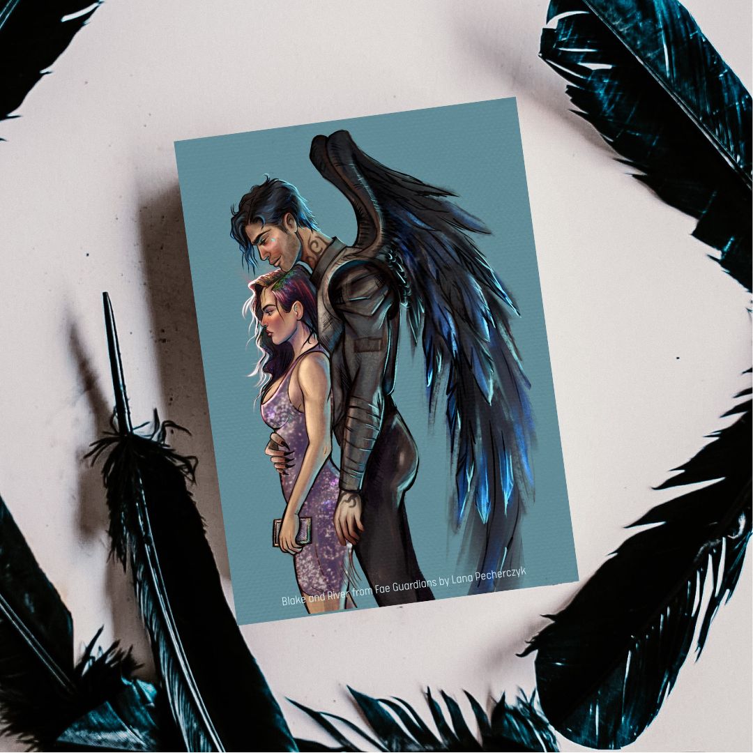 Blake and River Character Illustration Fine Art Postcards