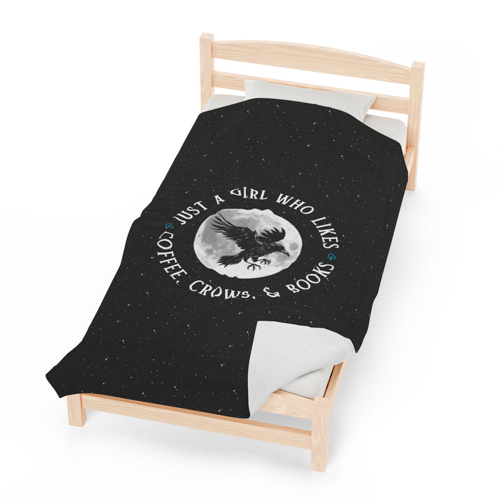 "Just a Girl Who Likes Coffee, Crows, and Books" Luxury Reading Blanket