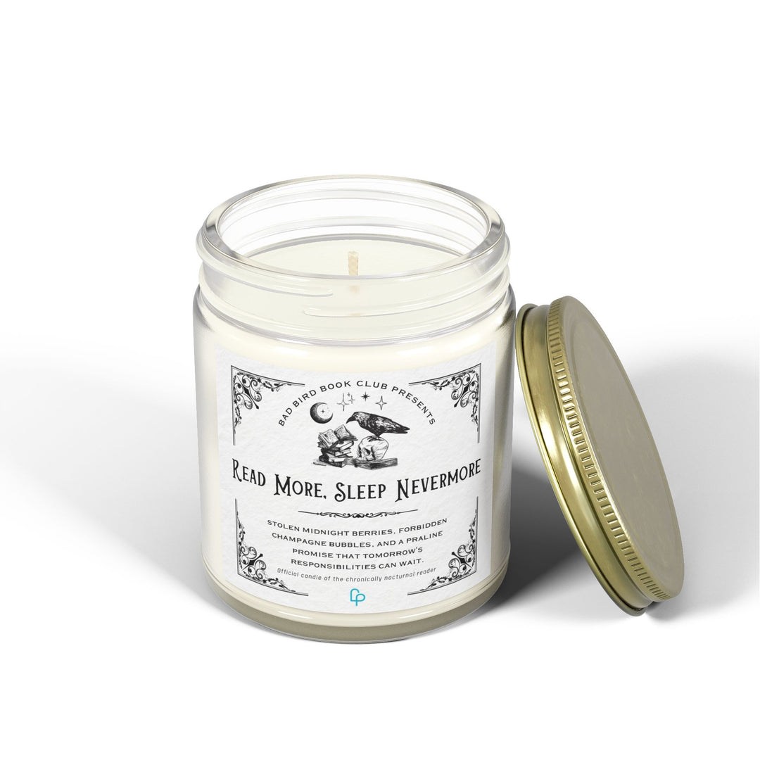 "READ MORE, SLEEP NEVERMORE" Candle