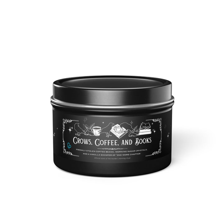 "Crows, Coffee, and Books" Tin Candle