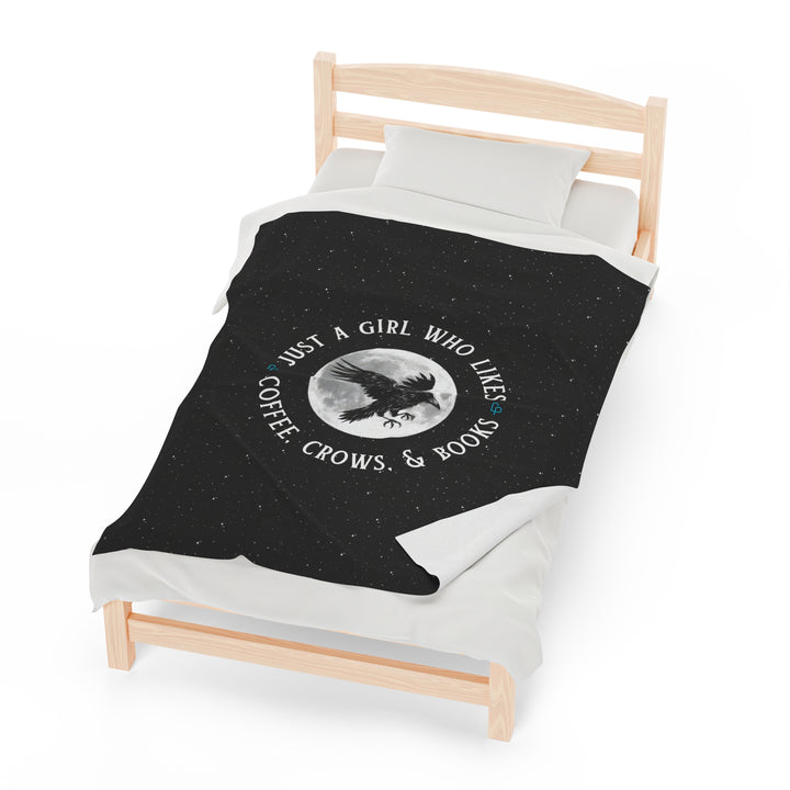 "Just a Girl Who Likes Coffee, Crows, and Books" Luxury Reading Blanket