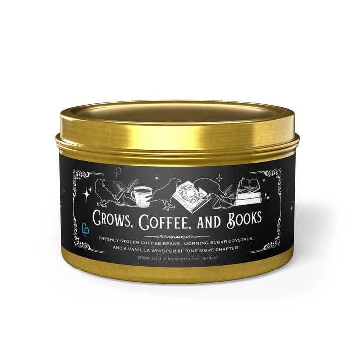 "Crows, Coffee, and Books" Tin Candle