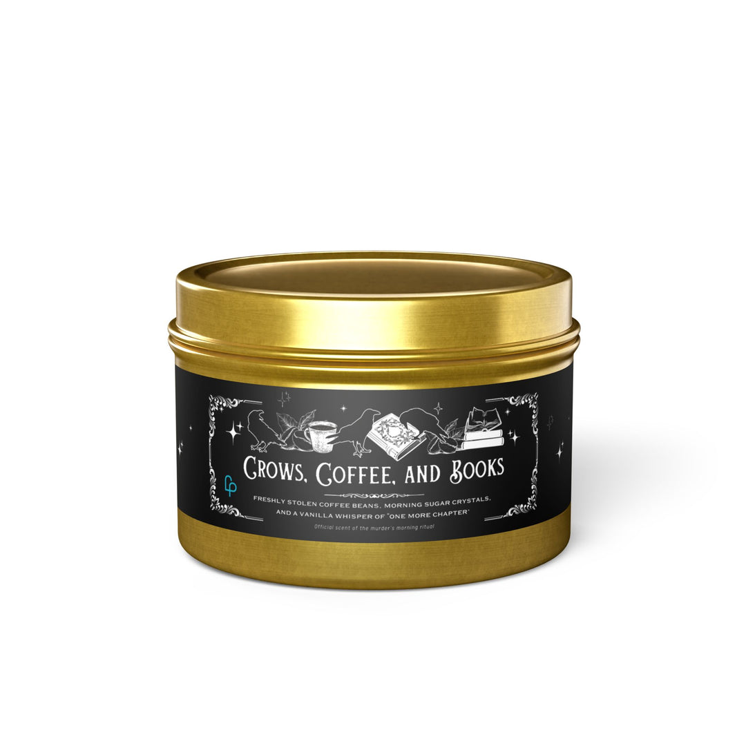 "Crows, Coffee, and Books" Tin Candle