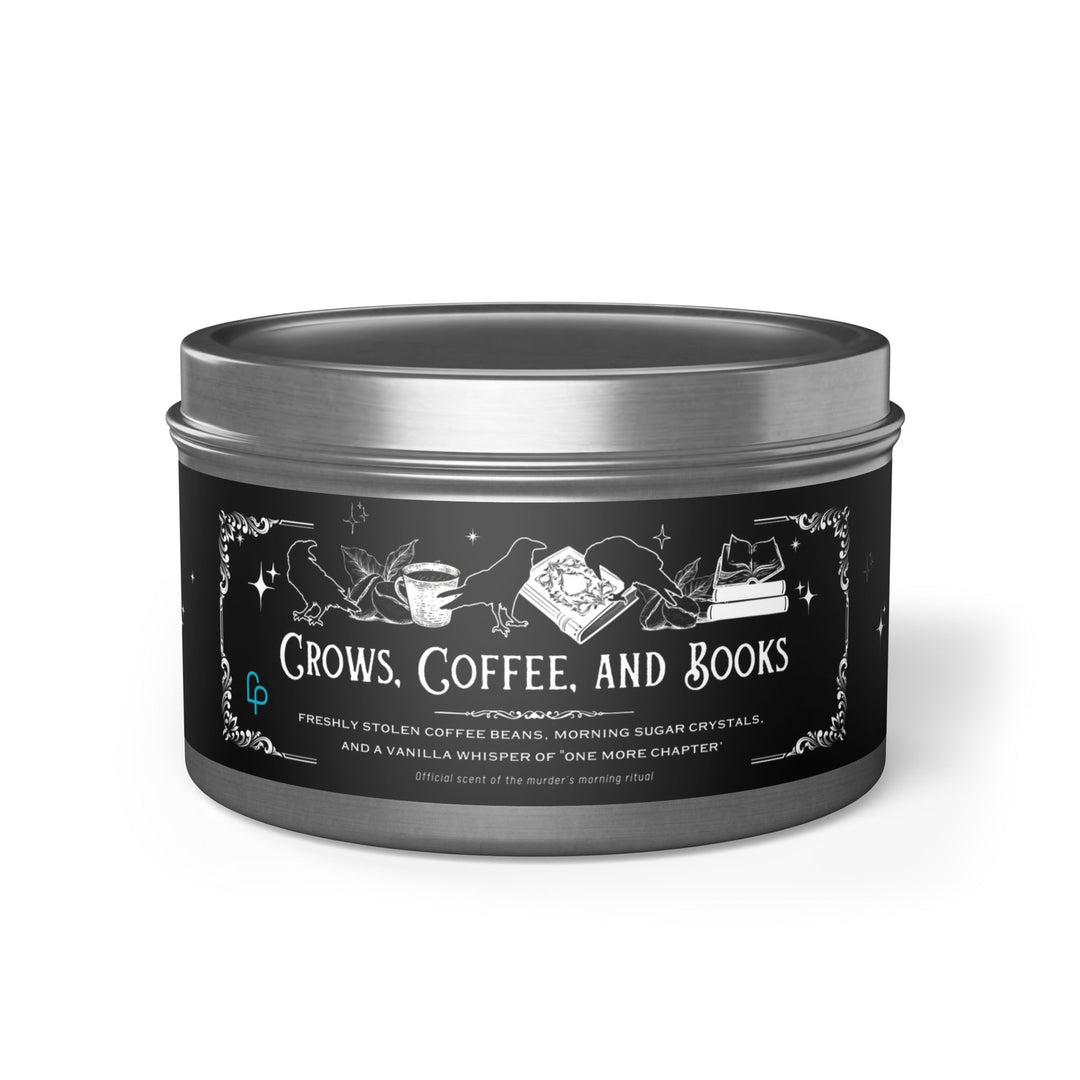 "Crows, Coffee, and Books" Tin Candle