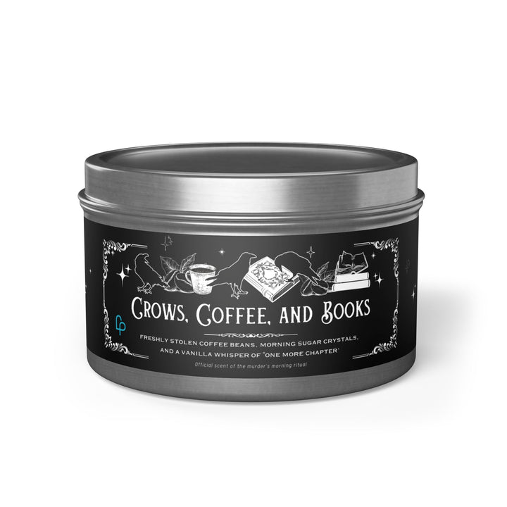 "Crows, Coffee, and Books" Tin Candle