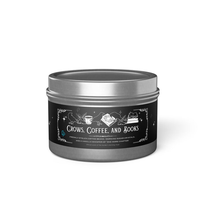 "Crows, Coffee, and Books" Tin Candle