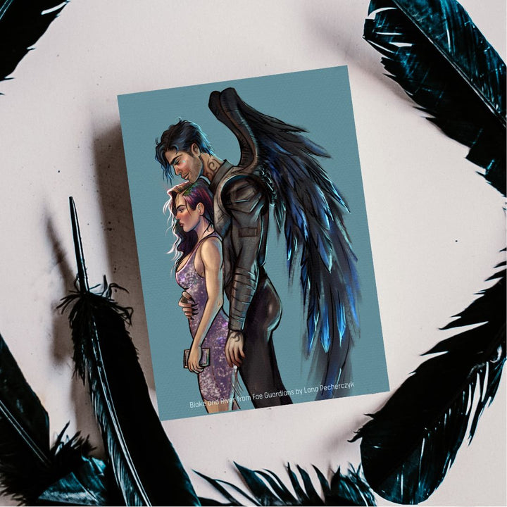 Blake and River Character Illustration Fine Art Postcards