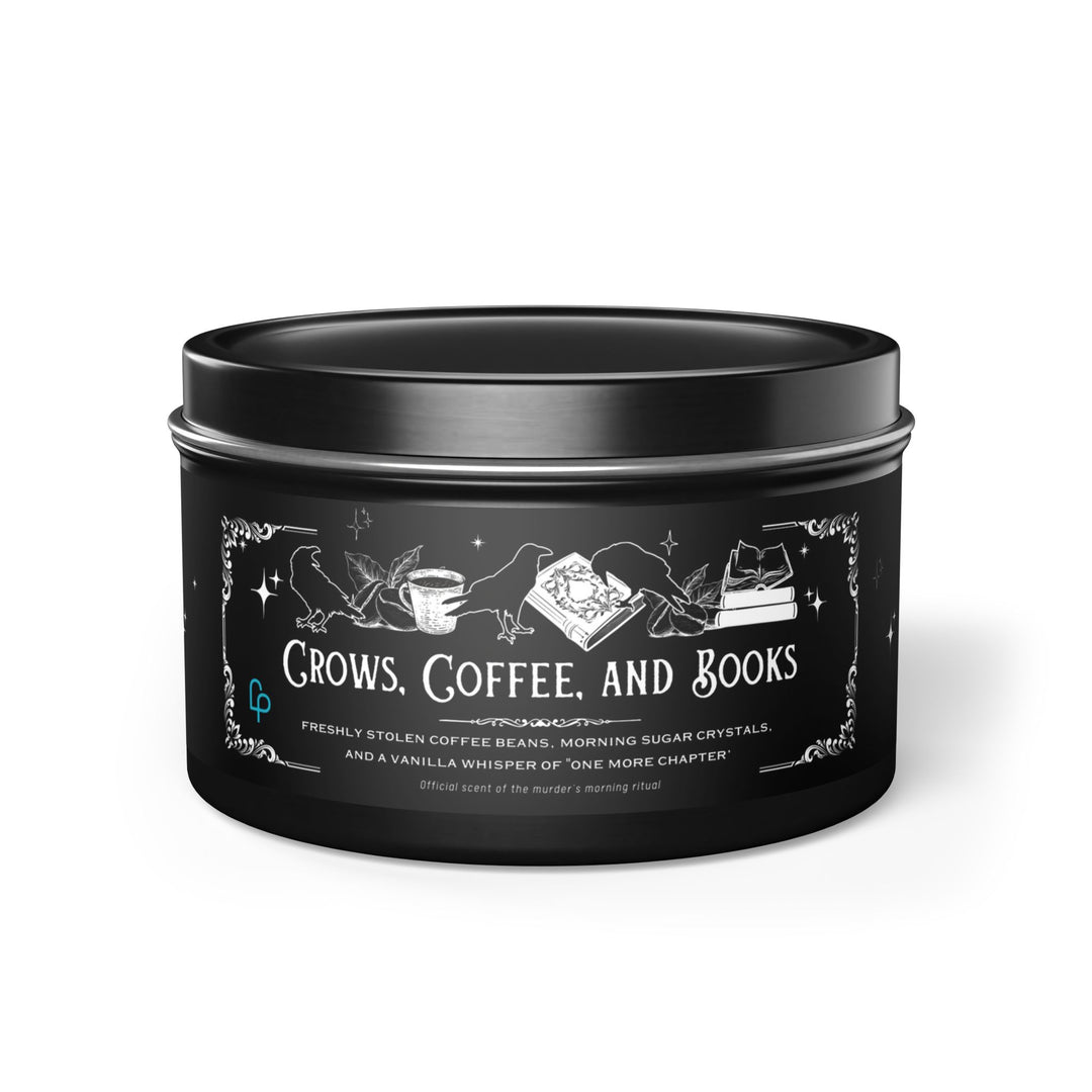 "Crows, Coffee, and Books" Tin Candle