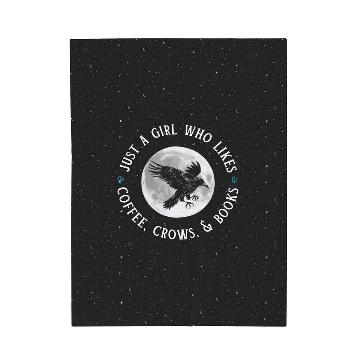 Print on Demand Blankets 30" × 40" "Just a Girl Who Likes Coffee, Crows, and Books" Luxury Reading Blanket