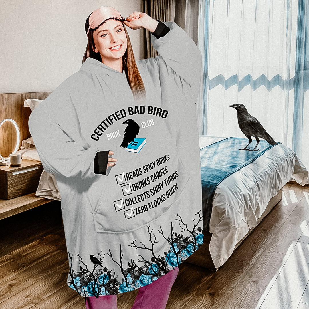 Print on Demand Blankets One size "Certified Bad Bird" Unisex Hooded Blanket