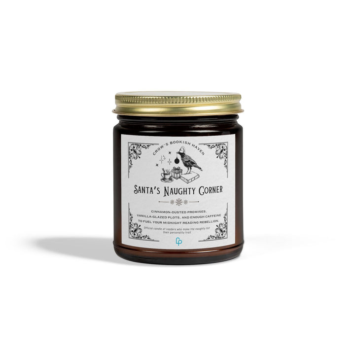 Print on Demand Candles 9oz / Amber "SANTA'S NAUGHTY CORNER" Candle | A Crow's Christmas Haven