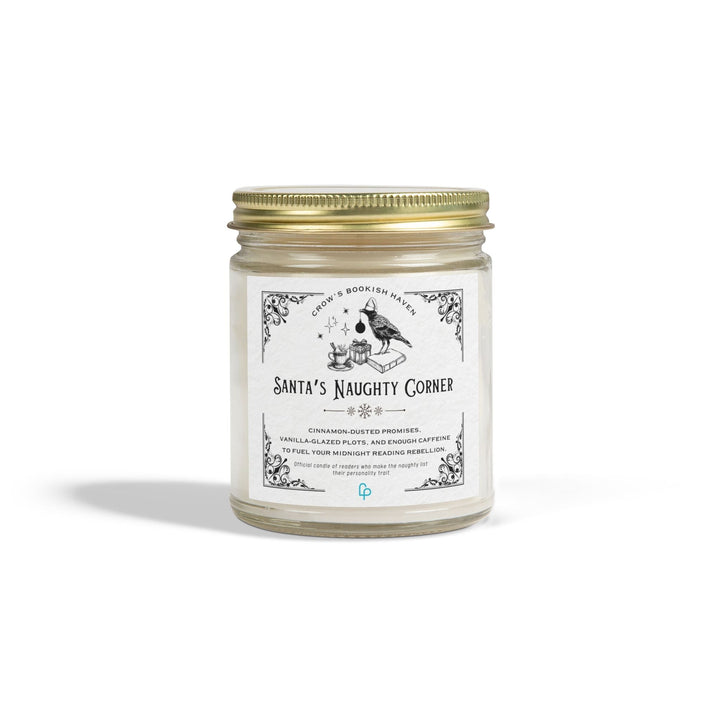 Print on Demand Candles 9oz / Clear "SANTA'S NAUGHTY CORNER" Candle | A Crow's Christmas Haven