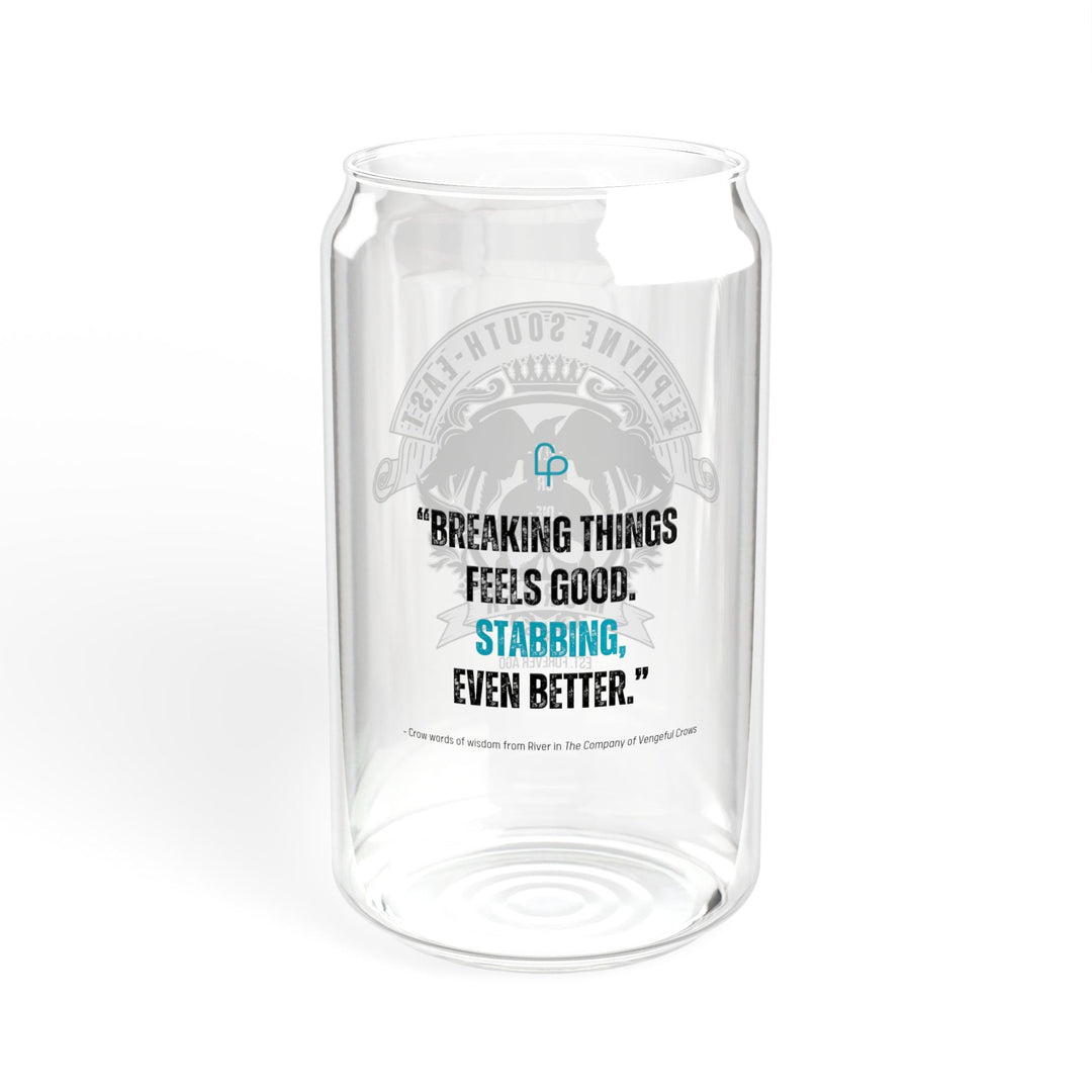 Print on Demand Glassware "Ride or Fly and Break Things" Crow Wisdom Glass Can (with Lid and Straw)