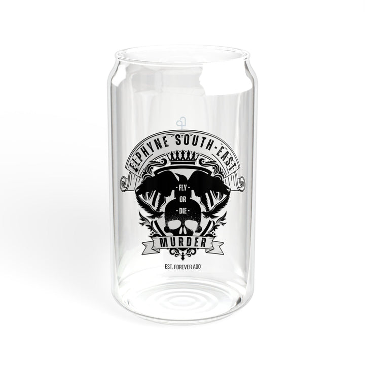 Print on Demand Glassware Without lid or straw / 16oz "Ride or Fly and Break Things" Crow Wisdom Glass Can (with Lid and Straw)