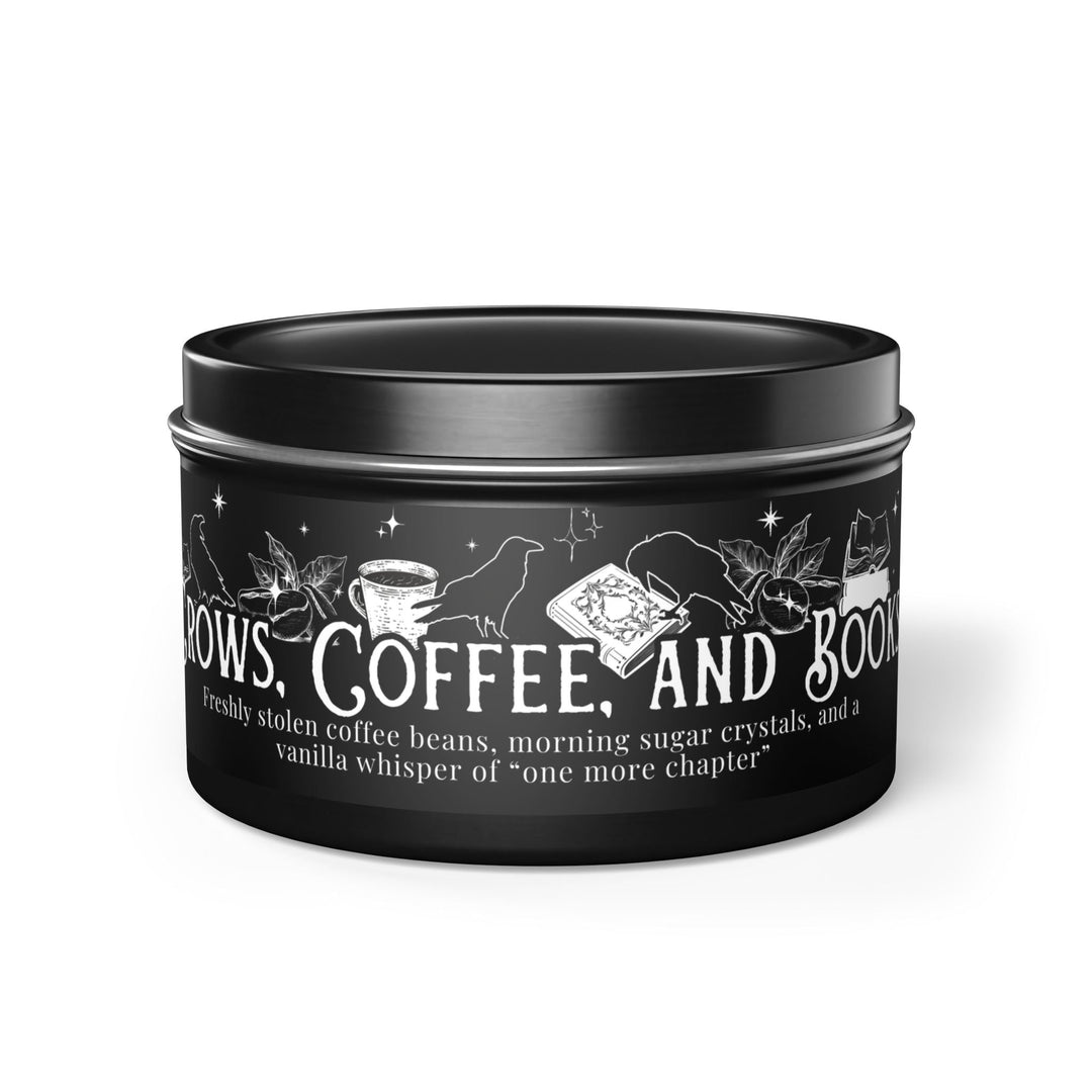 Print on Demand Home Decor 8oz / Black "Crows, Coffee, and Books" Tin Candle