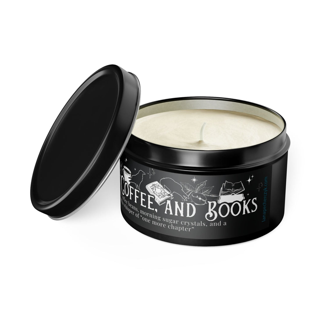 Print on Demand Home Decor "Crows, Coffee, and Books" Tin Candle