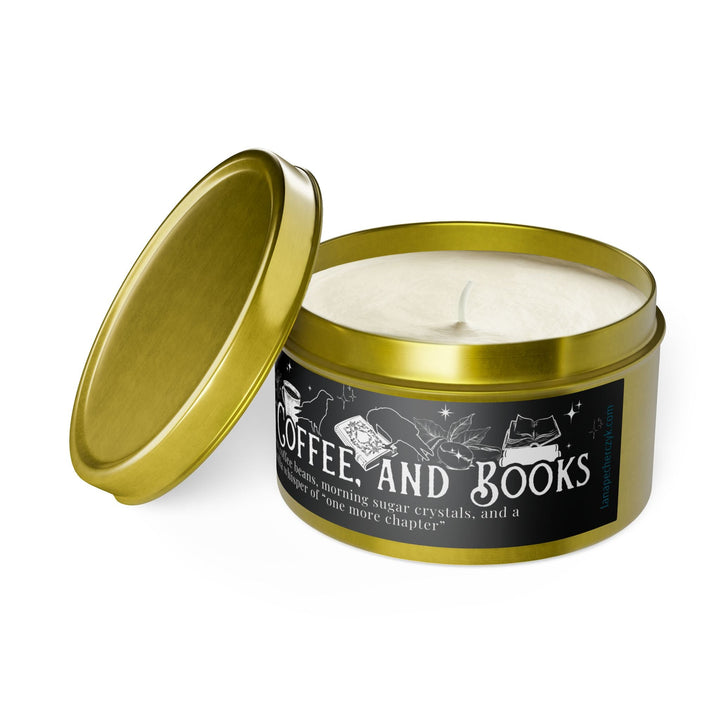 Print on Demand Home Decor "Crows, Coffee, and Books" Tin Candle