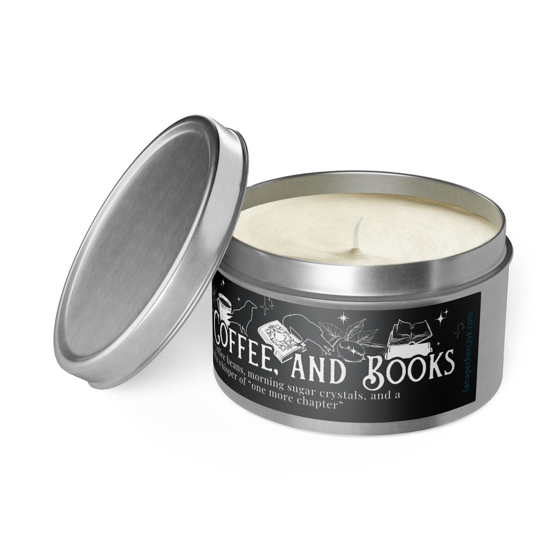 Print on Demand Home Decor "Crows, Coffee, and Books" Tin Candle