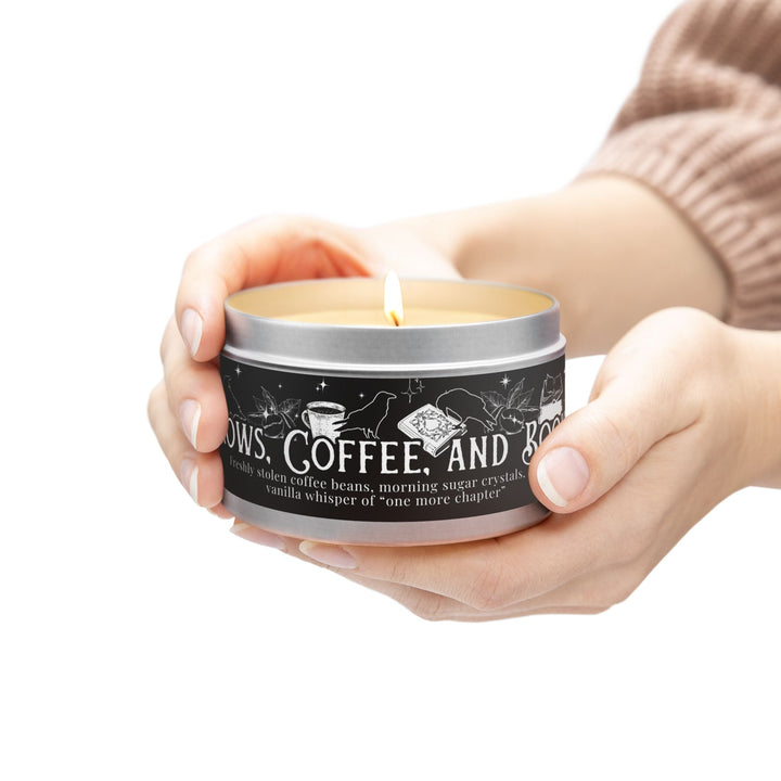 Print on Demand Home Decor "Crows, Coffee, and Books" Tin Candle