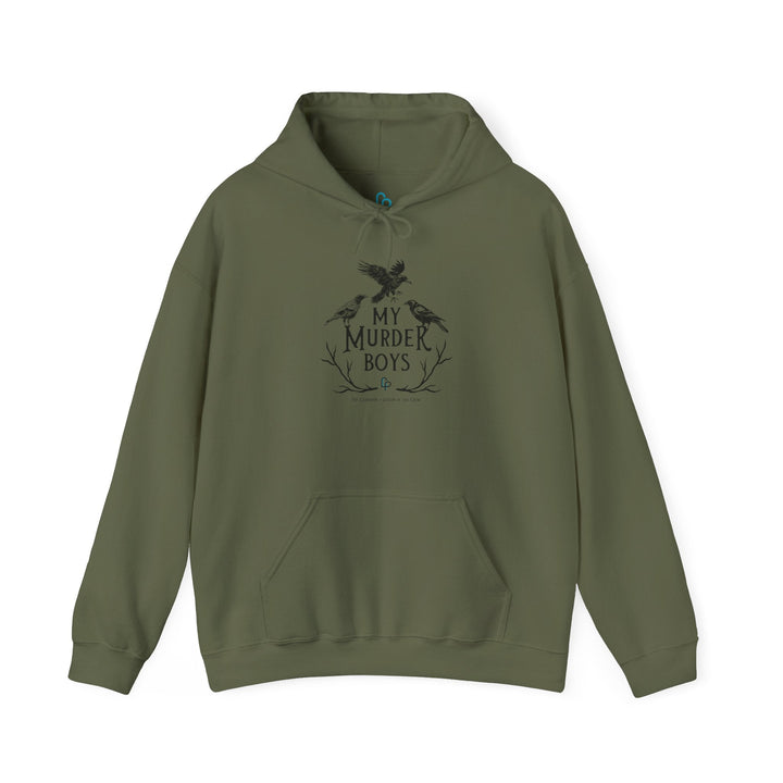 Print on Demand Hoodie S / Military Green "My Murder Boys" Holy Crow Triad Unisex Hooded Sweatshirt