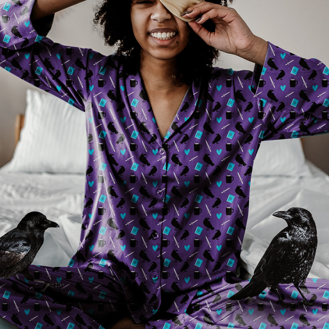 Print on Demand Sleepwear "The Murder's Reading Uniform" Luxury Satin Pajama