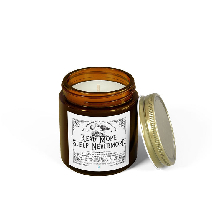 Printify Home Decor "READ MORE, SLEEP NEVERMORE" Candle | Official scent of the chronically nocturnal reader