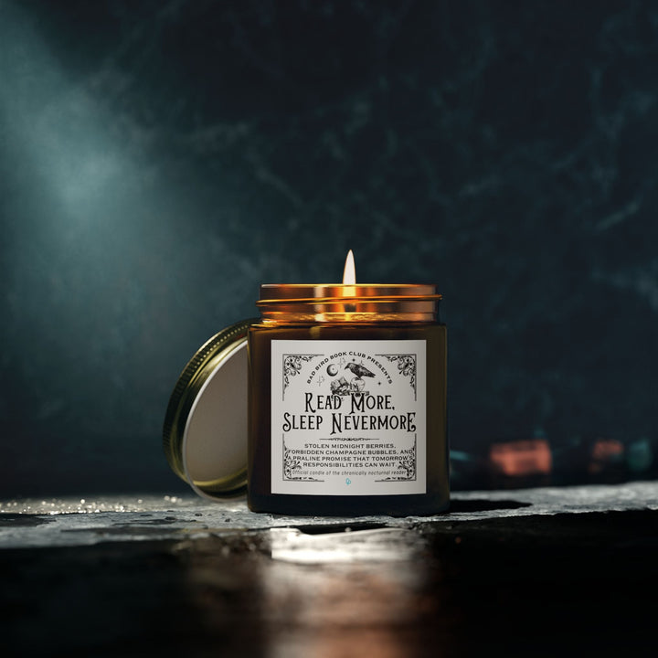 Printify Home Decor "READ MORE, SLEEP NEVERMORE" Candle | Official scent of the chronically nocturnal reader
