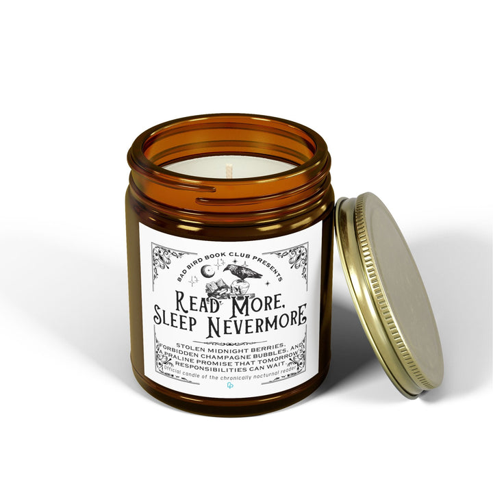 Printify Home Decor "READ MORE, SLEEP NEVERMORE" Candle | Official scent of the chronically nocturnal reader