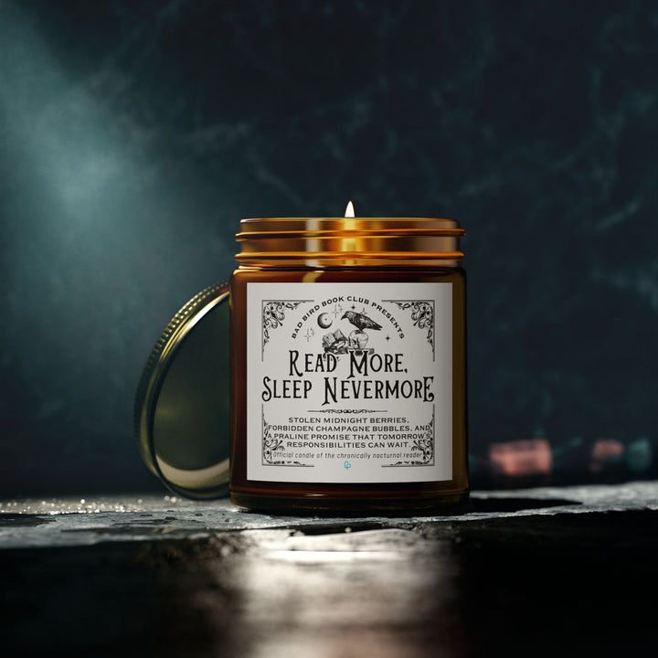 Printify Home Decor "READ MORE, SLEEP NEVERMORE" Candle | Official scent of the chronically nocturnal reader