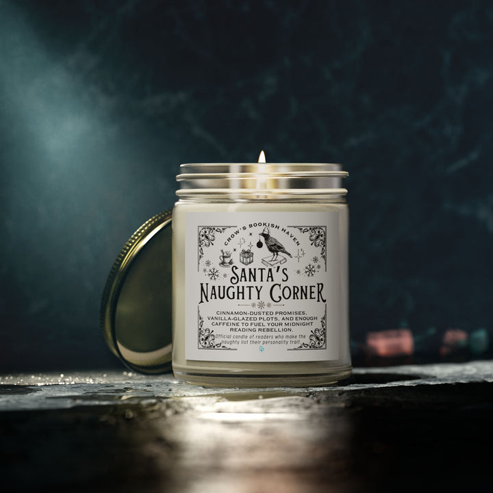 Printify Home Decor "SANTA'S NAUGHTY CORNER" Candle | A Crow's Christmas Haven