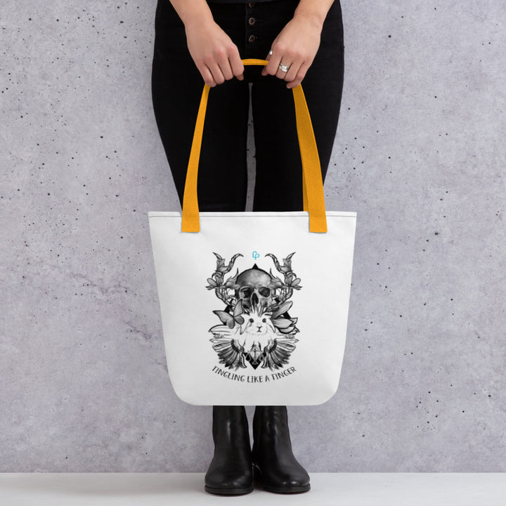 Print on Demand Handbags Yellow Tingling like a Tinger Fae Guardians Tote bag