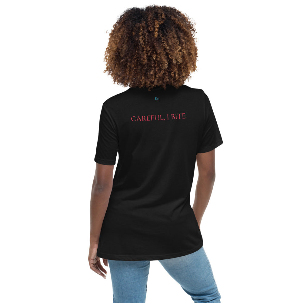 Print on Demand Shirts & Tops Careful, I Bite Season of the Vampire Women's Relaxed T-Shirt