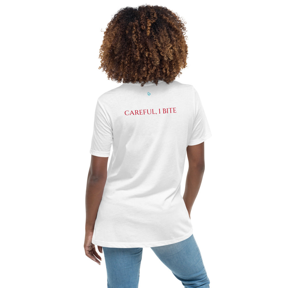 Print on Demand Shirts & Tops Careful, I Bite Season of the Vampire Women's Relaxed T-Shirt